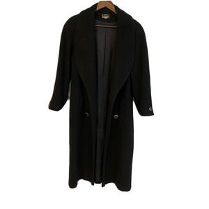 Lorovi Womens Black Full Length 45” Jacket Coat 75% Wool Blend Sz 8 Made in USA